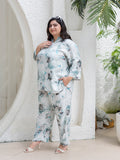 Plus size Rayon Digital Printed Co-Ord Set (Grey)