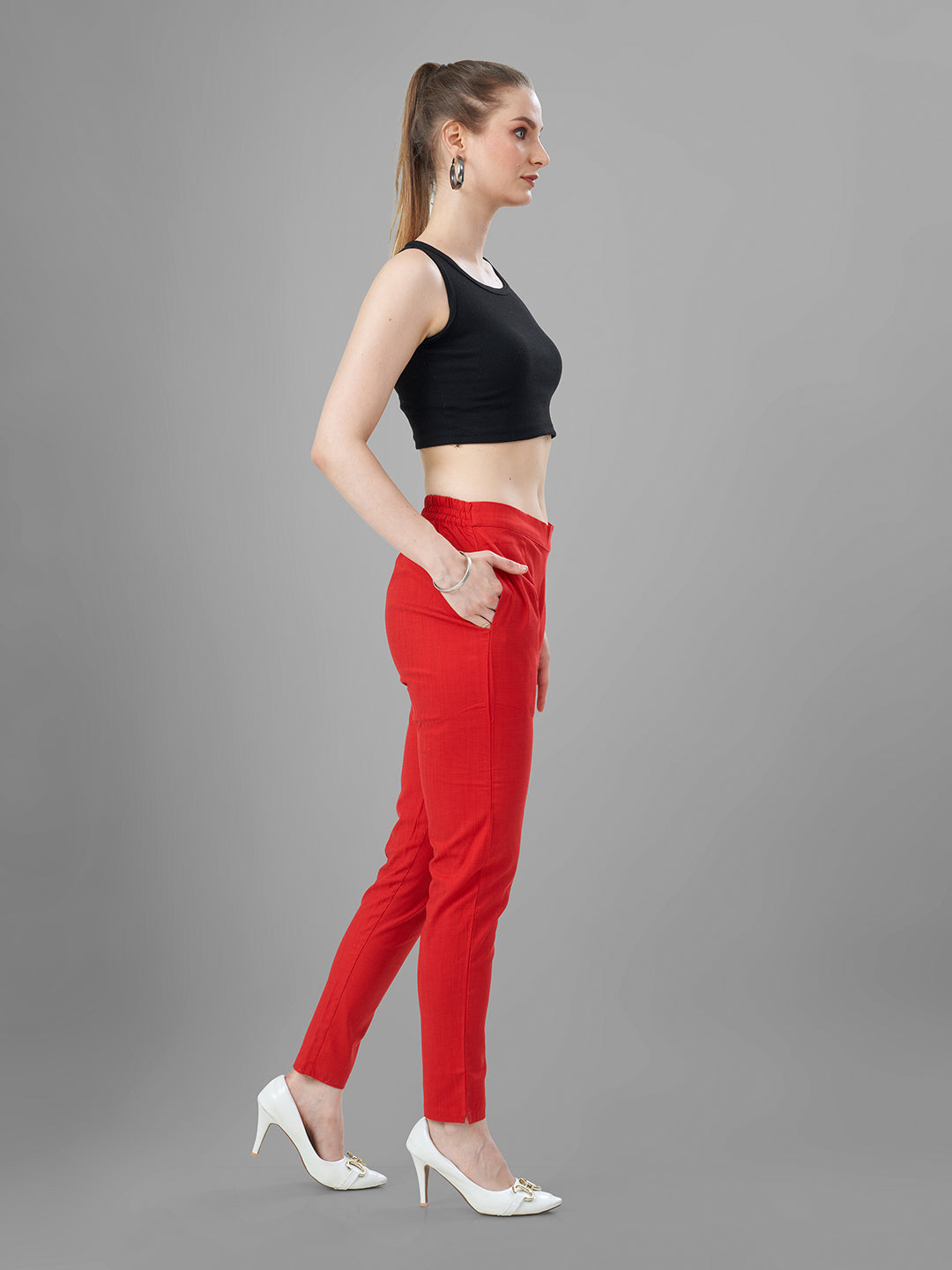 Buy Casual Pants for Women in red online
