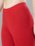 Ankle Length 4-Way Stretchable Lycra Cotton Gold Bio Wash Leggings (Red 1)