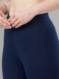 Ankle Length 4-Way Stretchable Lycra Cotton Gold Bio Wash Leggings (Navy Blue)