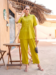 Frail Designed & Collared Tunic And Palazzo Style Trousers Co-Ord Set (Liril)