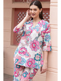 Printed V Neck Boxy fit Cotton Co-Ord Set (Rama)