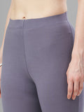 Ankle Length 4-Way Stretchable Lycra Cotton Gold Bio Wash Leggings (Grey)