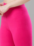 Ankle Length 4-Way Stretchable Lycra Cotton Gold Bio Wash Leggings (Pink 1)