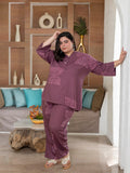 Plus size Rayon Digital Printed Tunic & Trouser Co-Ord Set (D. Purple 1)