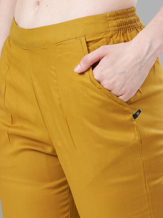 Trendy straight Kurti Pants for Women Mustard