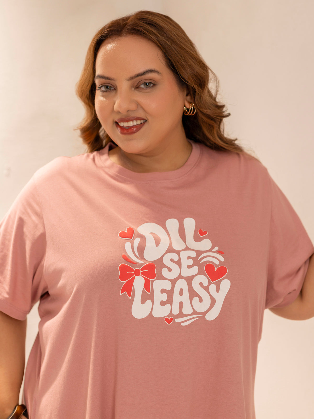 Everyday Comfort Plus Size Long T-Shirt (Peach)