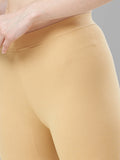 Ankle Length 4-Way Stretchable Lycra Cotton Gold Bio Wash Leggings (Cream)