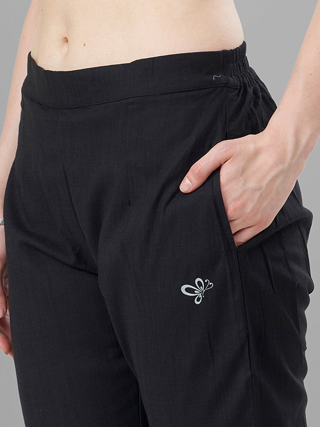 Buy Casual Pants for Women in Black closer look