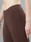Ankle Length 4-Way Stretchable Lycra Cotton Gold Bio Wash Leggings (Coffee Brown)