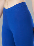 Ankle Length 4-Way Stretchable Lycra Cotton Gold Bio Wash Leggings (Royal Blue)