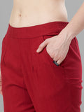 Buy Casual Pants For Women Online | Everyday Comfort Wear | Tittli (Maroon)