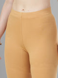 Ankle Length 4-Way Stretchable Lycra Cotton Gold Bio Wash Leggings (Skin)