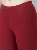 Ankle Length 4-Way Stretchable Lycra Cotton Gold Bio Wash Leggings (Maroon)
