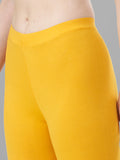 Ankle Length 4-Way Stretchable Lycra Cotton Gold Bio Wash Leggings (Yellow)