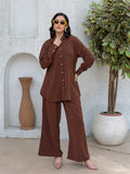 Oversize Shirt And Palazoo Casual Wear Co-Ord Set (Brown)