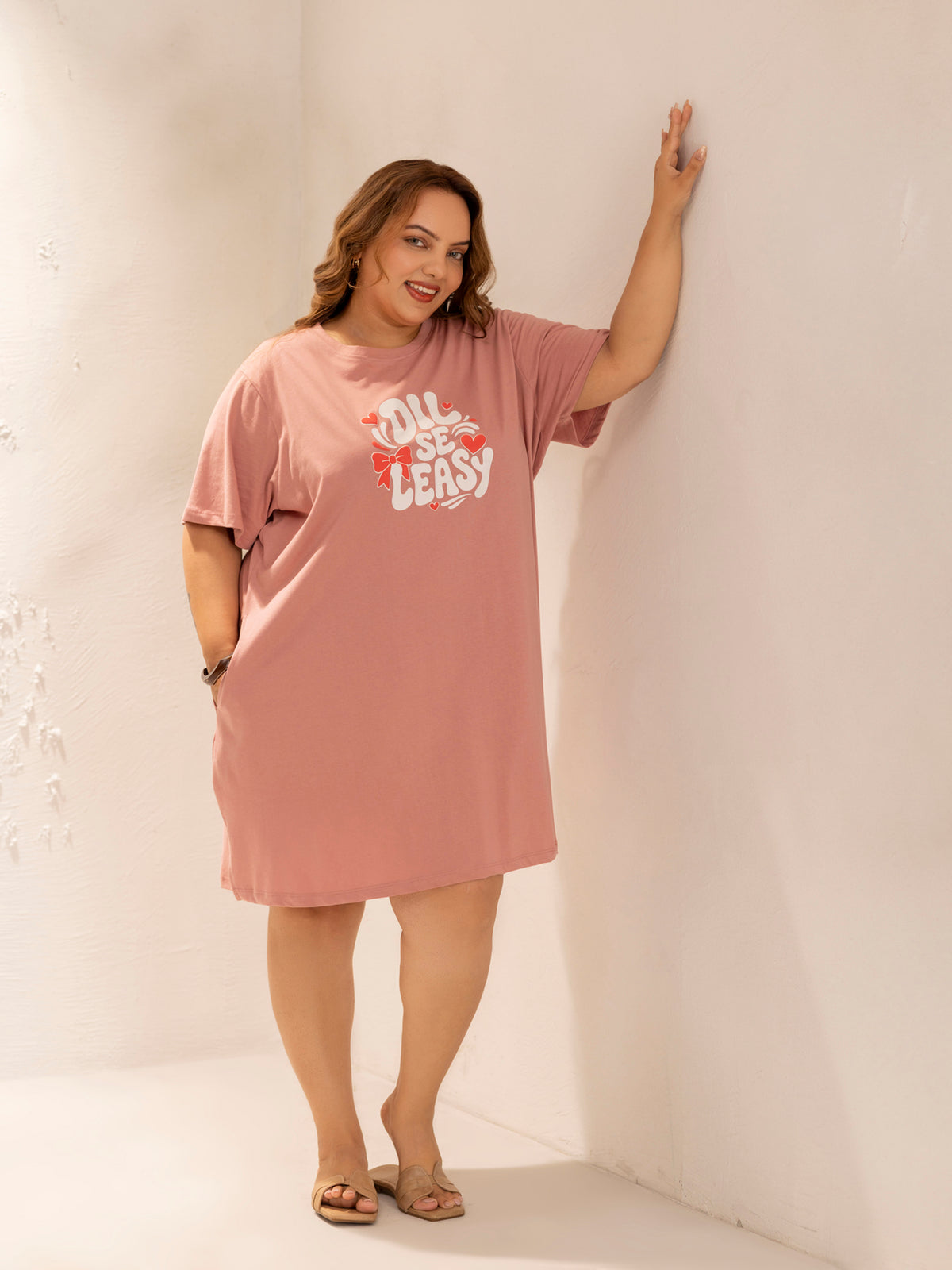 Everyday Comfort Plus Size Long T-Shirt (Peach)