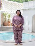 Plus size Rayon Digital Printed Tunic & Trouser Co-Ord Set (D. Purple)