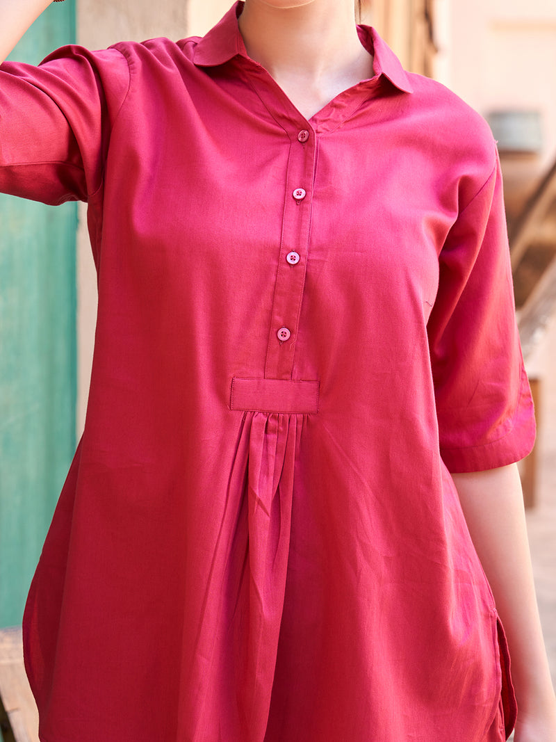 Carrot Color Tunic and Palazzo Trouser Set for Women's Casual Wear