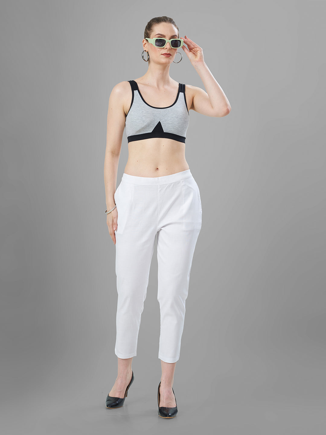 Buy Casual Pants for Women in White Tittli