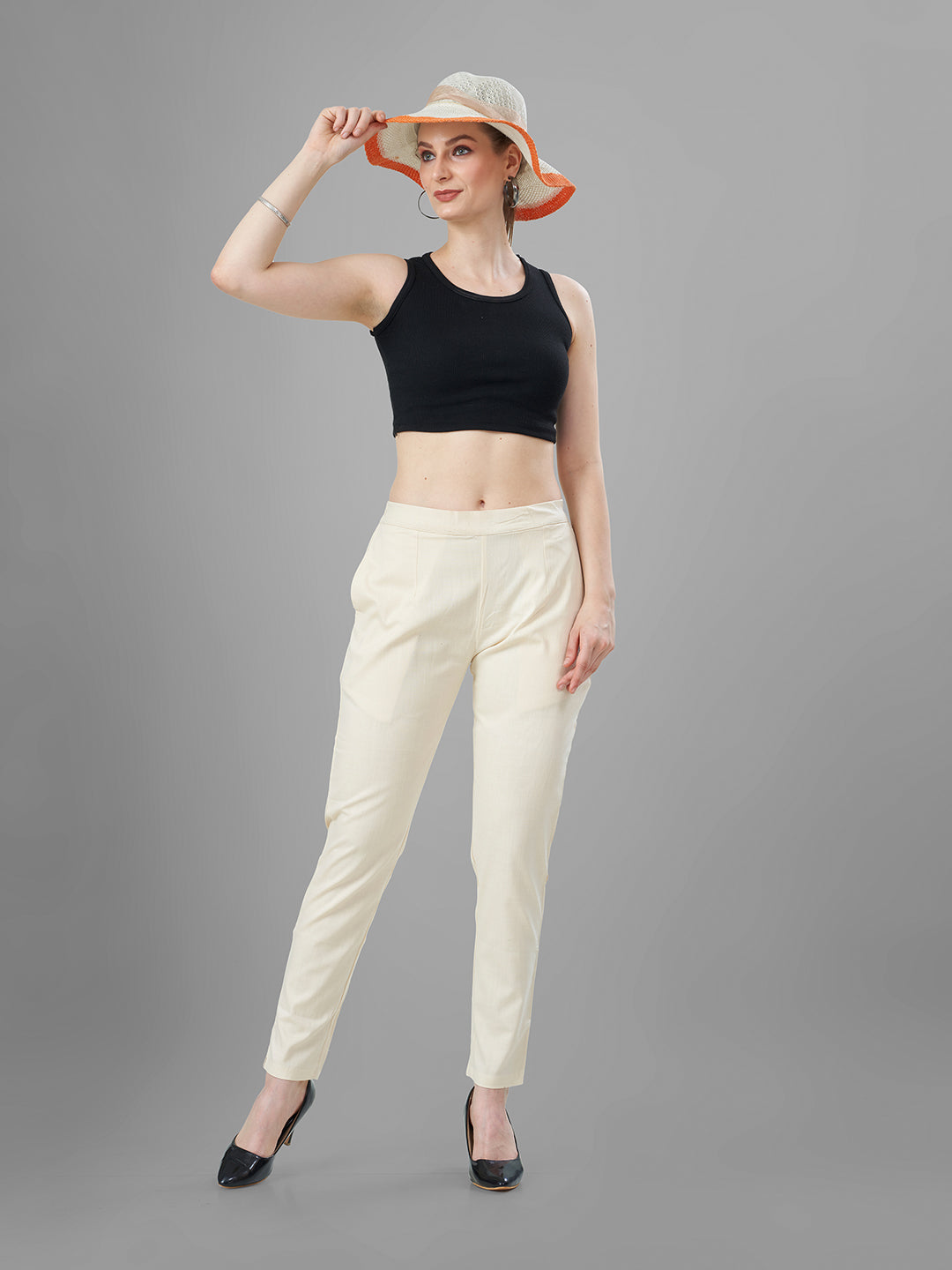 Buy Casual Pants for Women in Cream online
