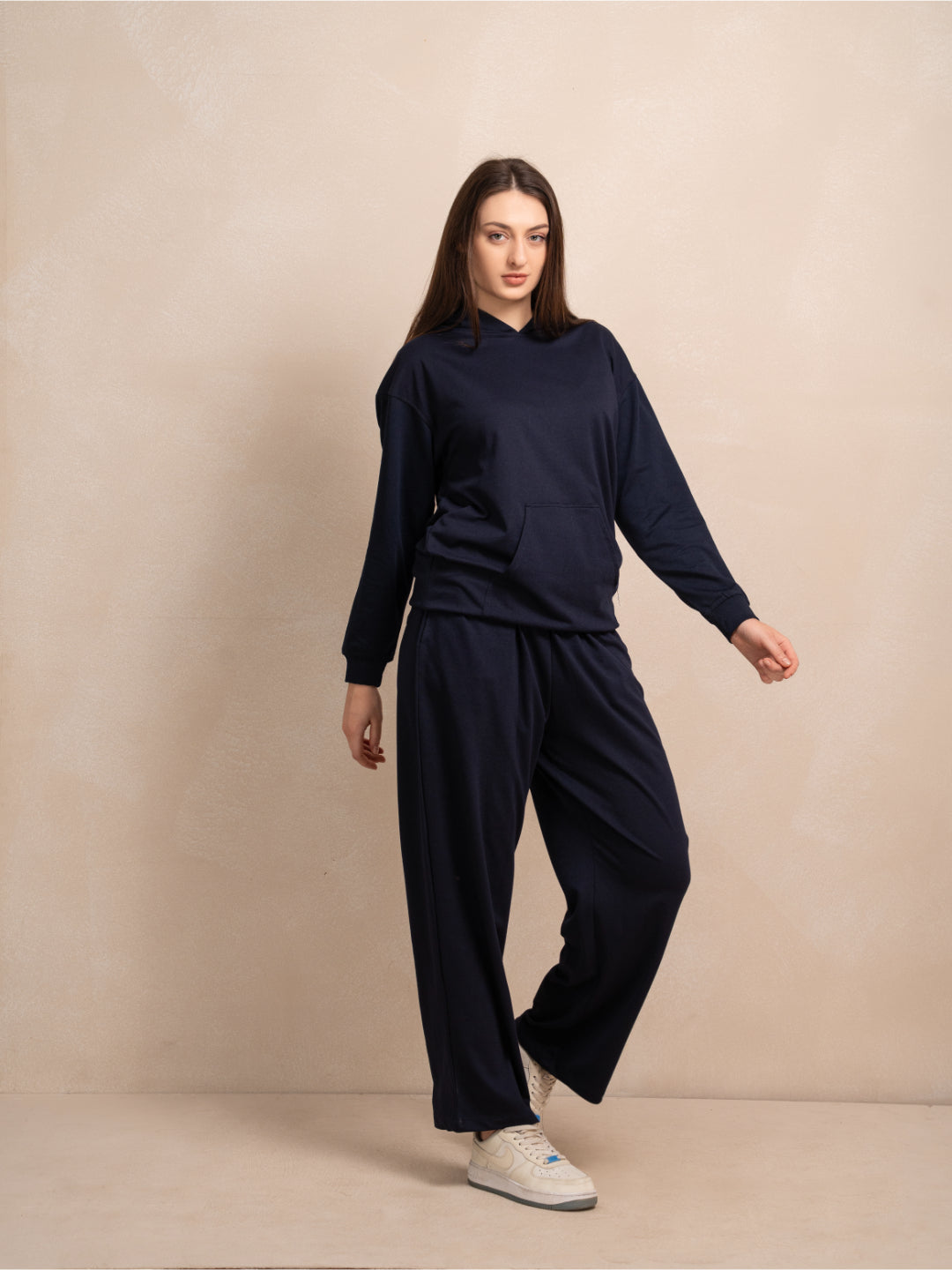 Women’s Navy Blue Chill-Fit Oversized Track Pant
