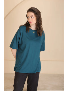 Oversized Cotton T-Shirt For Women (Airforce)