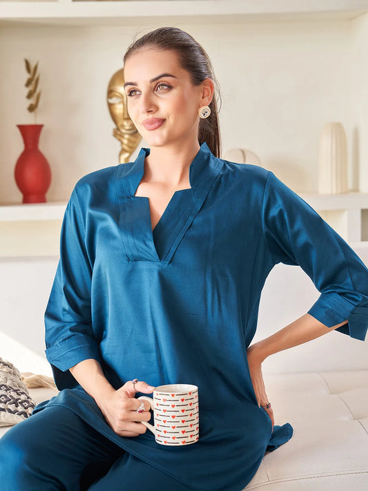 Airforce plain cotton co ord set 