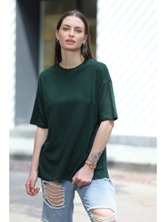 Oversized Cotton T-Shirt For Women (B.green)