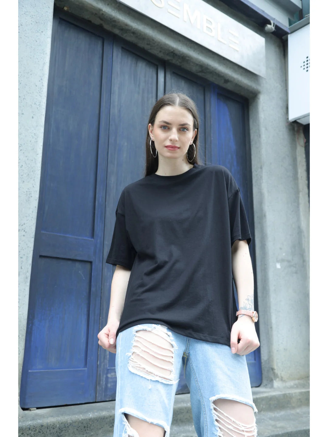 Black Oversized t shirt for women 