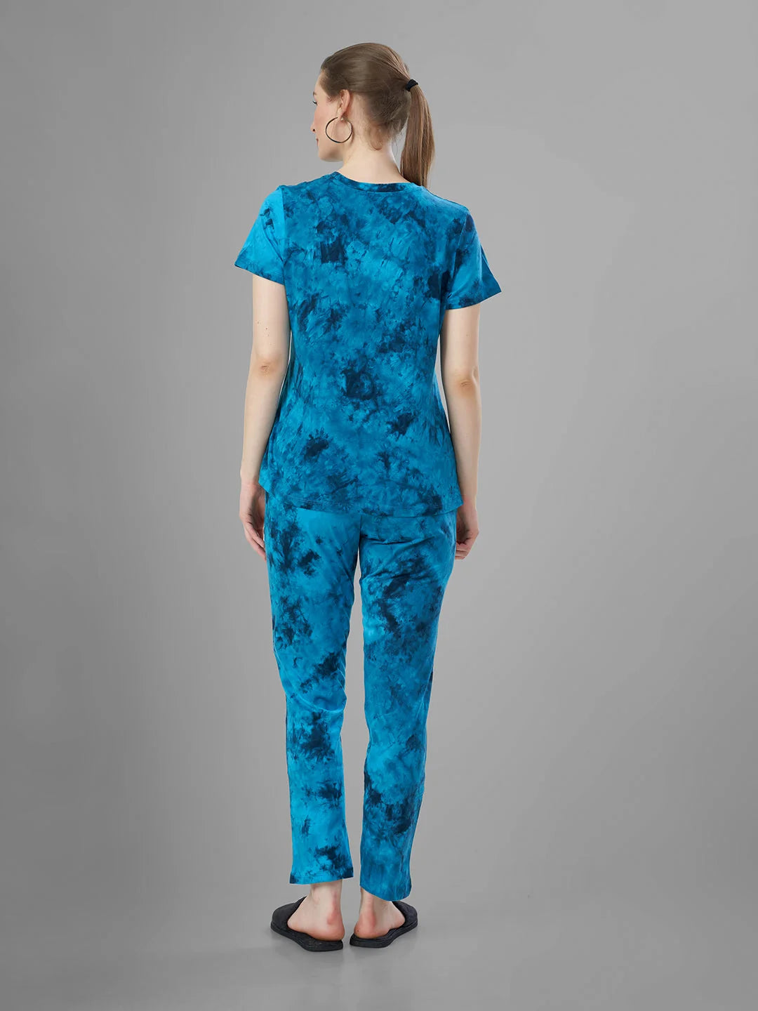 Blue night pajama suits for women back view 