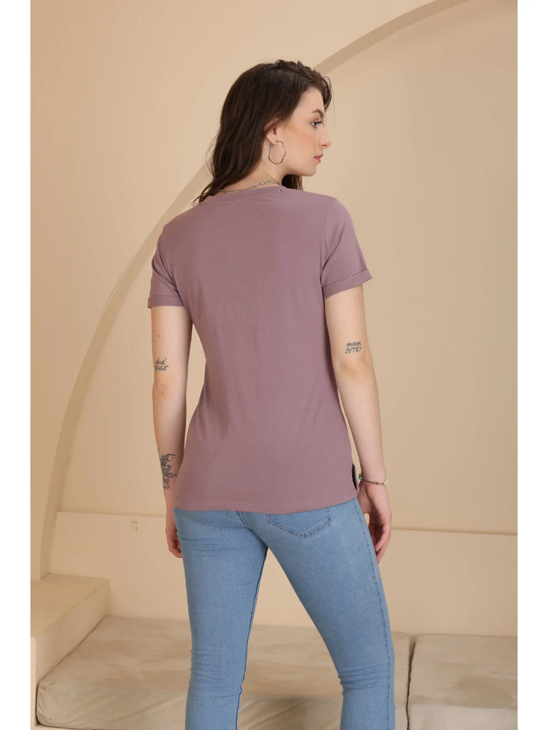 Bronze Plain t shirt for women back profile 