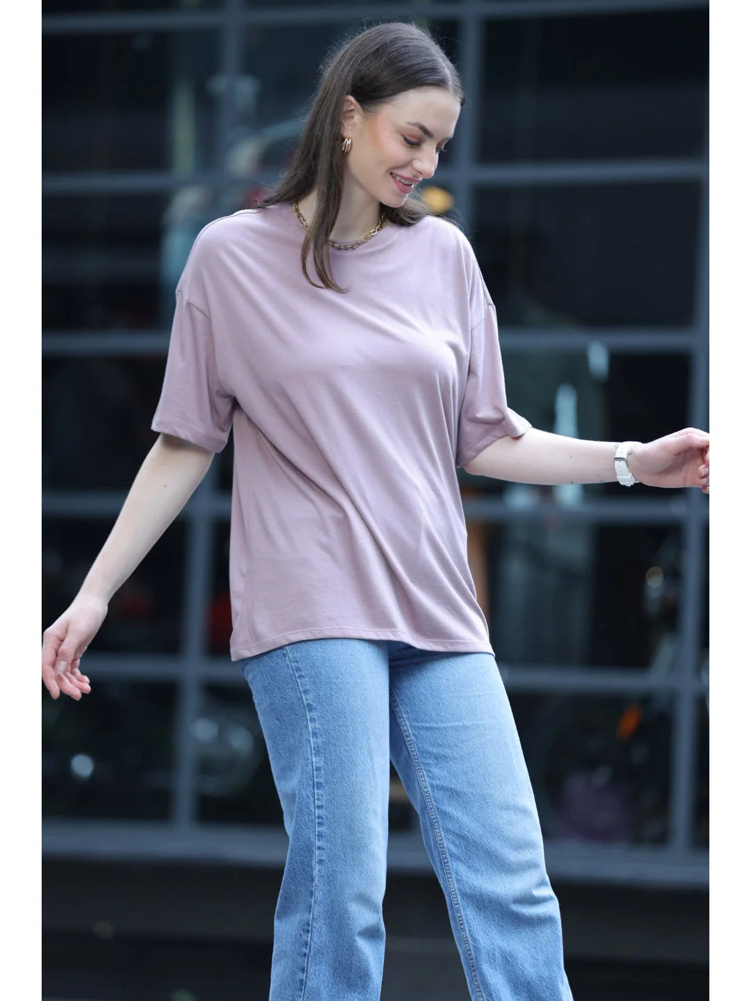 Bronze Street style oversized t shirt for women 