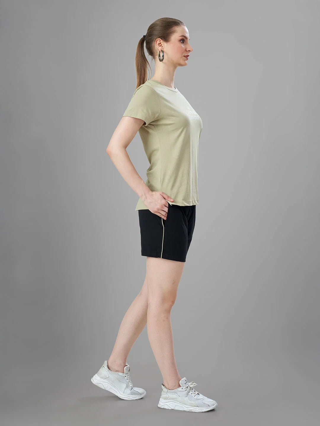 Camel Cotton Short Night Suit for Women Right side look