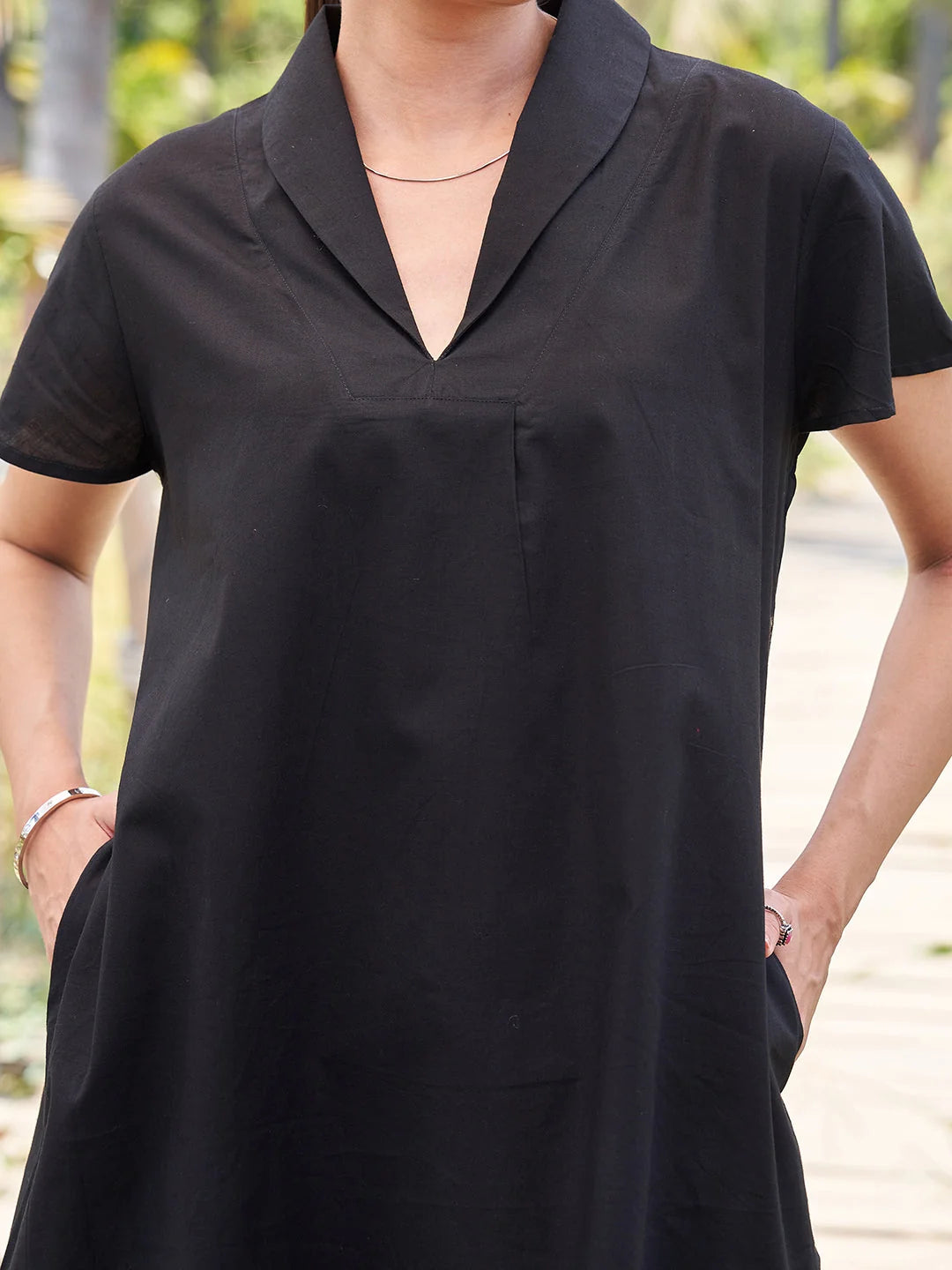 Collard Co Ord Set for Women in Black closer look 
