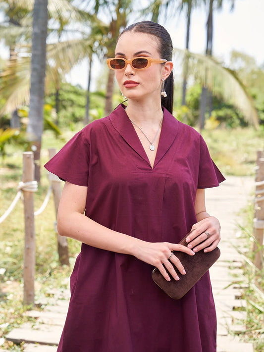 Collard Co Ord Set for Women in Wine 