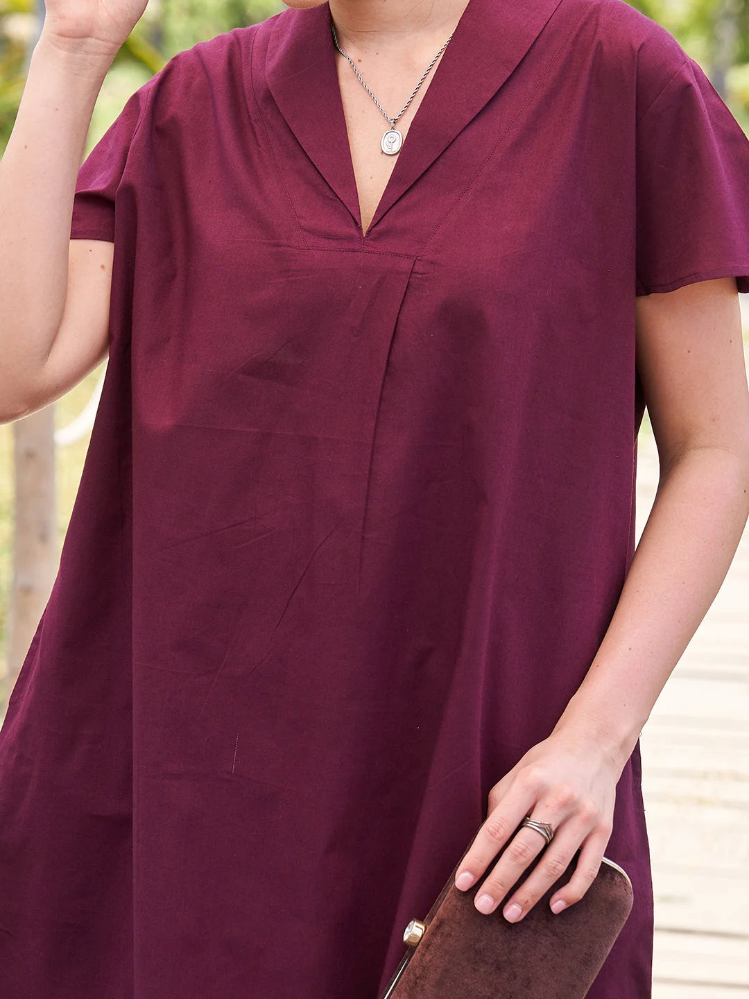 Collard Co Ord Set for Women in Wine closer look 