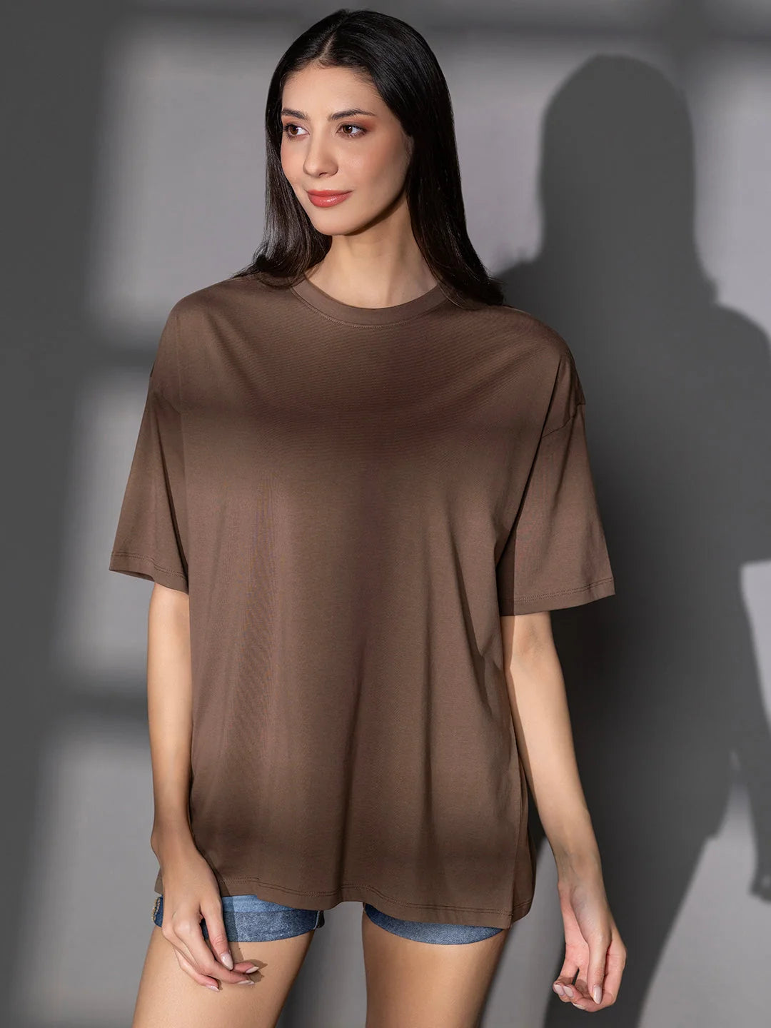 D. Brown Oversized t shirt for women online India 