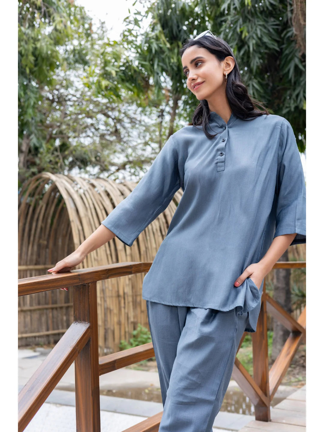 D. Grey Casual Co Ord Set Dresses playful pose 