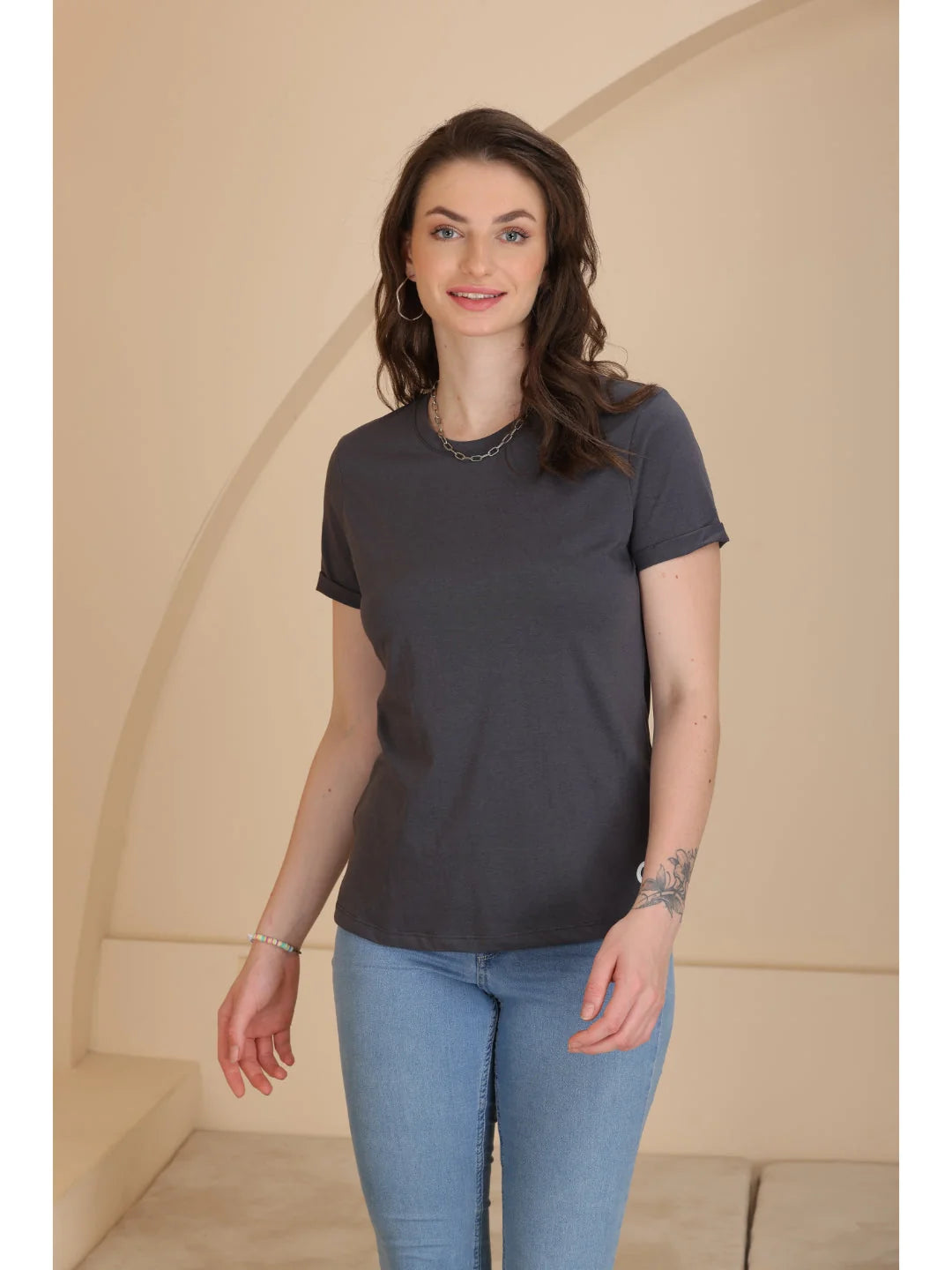 D. Grey plain t shirts for women 