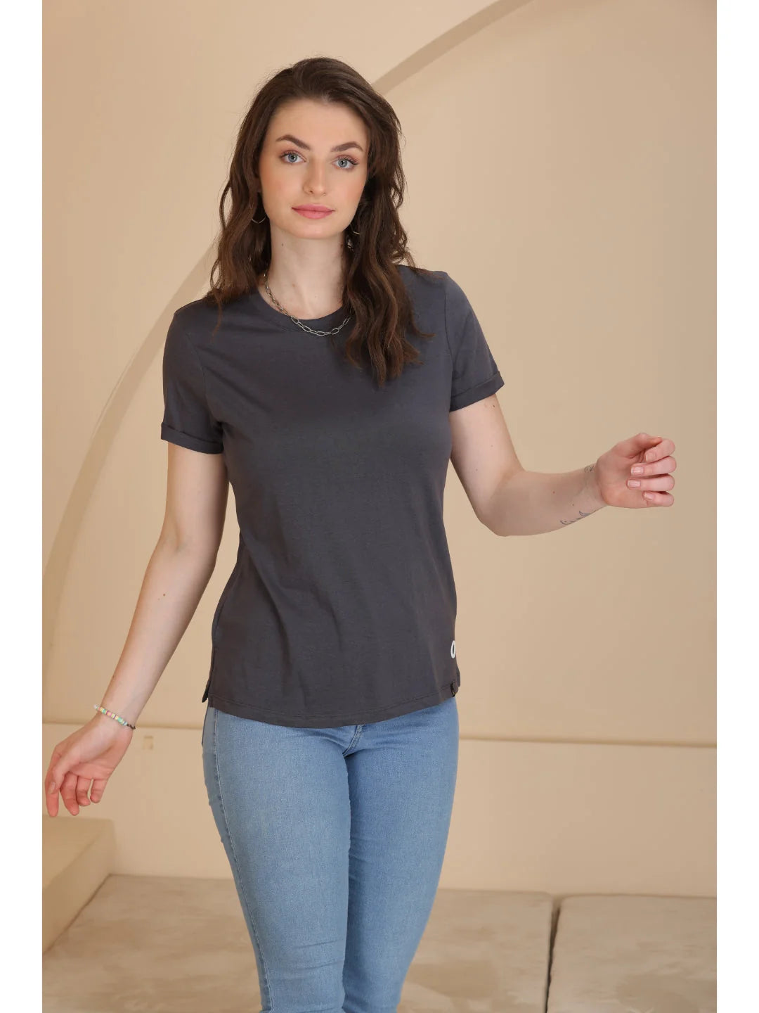 D. Grey plain t shirts for women in India Tittli 