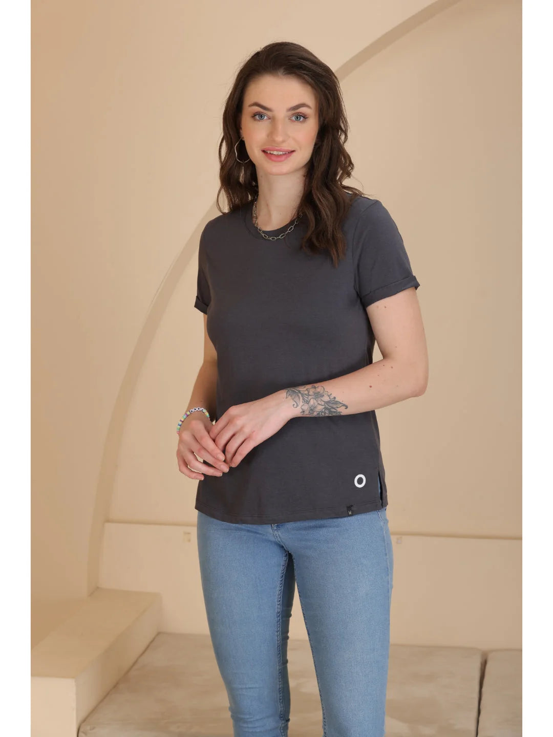 D. Grey plain t  shirts for women online 