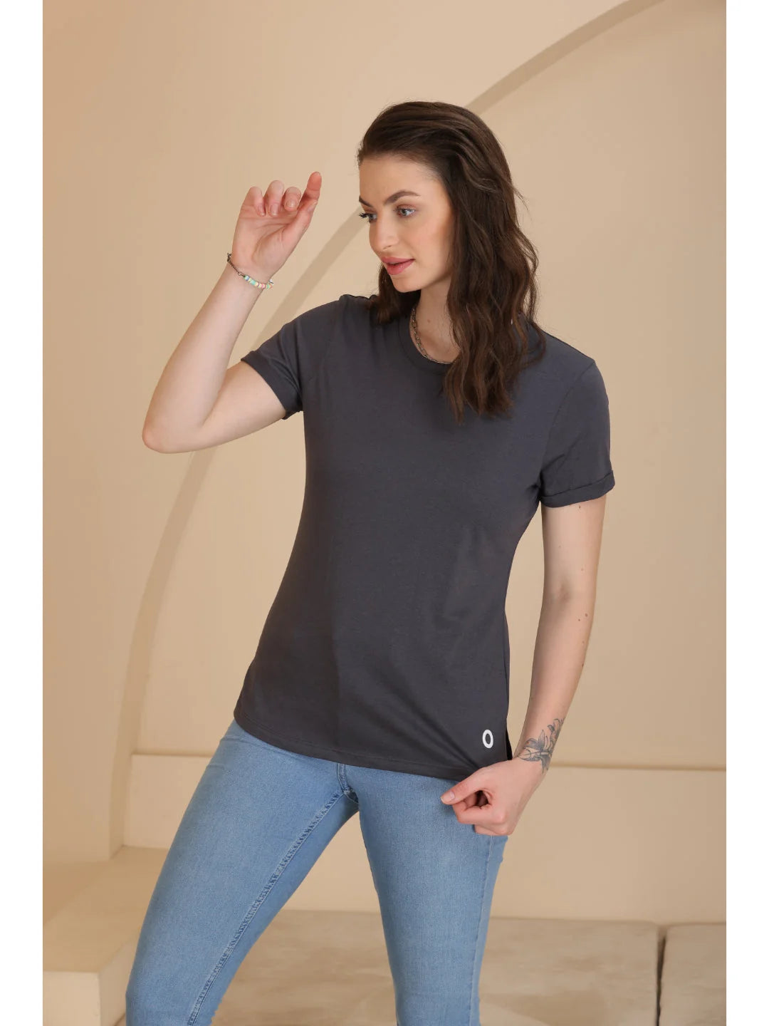 D. Grey plain t shirts for women online Tittli 