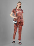 Tie & Dye Night Suit For Women (D. Orange)