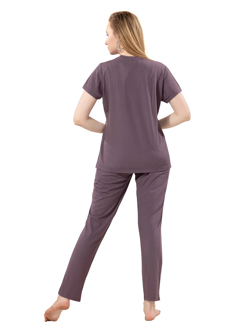 D. Purple pajama t-Shirt night dress for girls back view