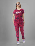Tie & Dye Night Suit For Women (D. Red)