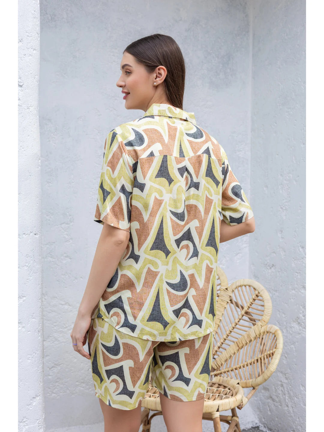 Green ladies night suit back view 