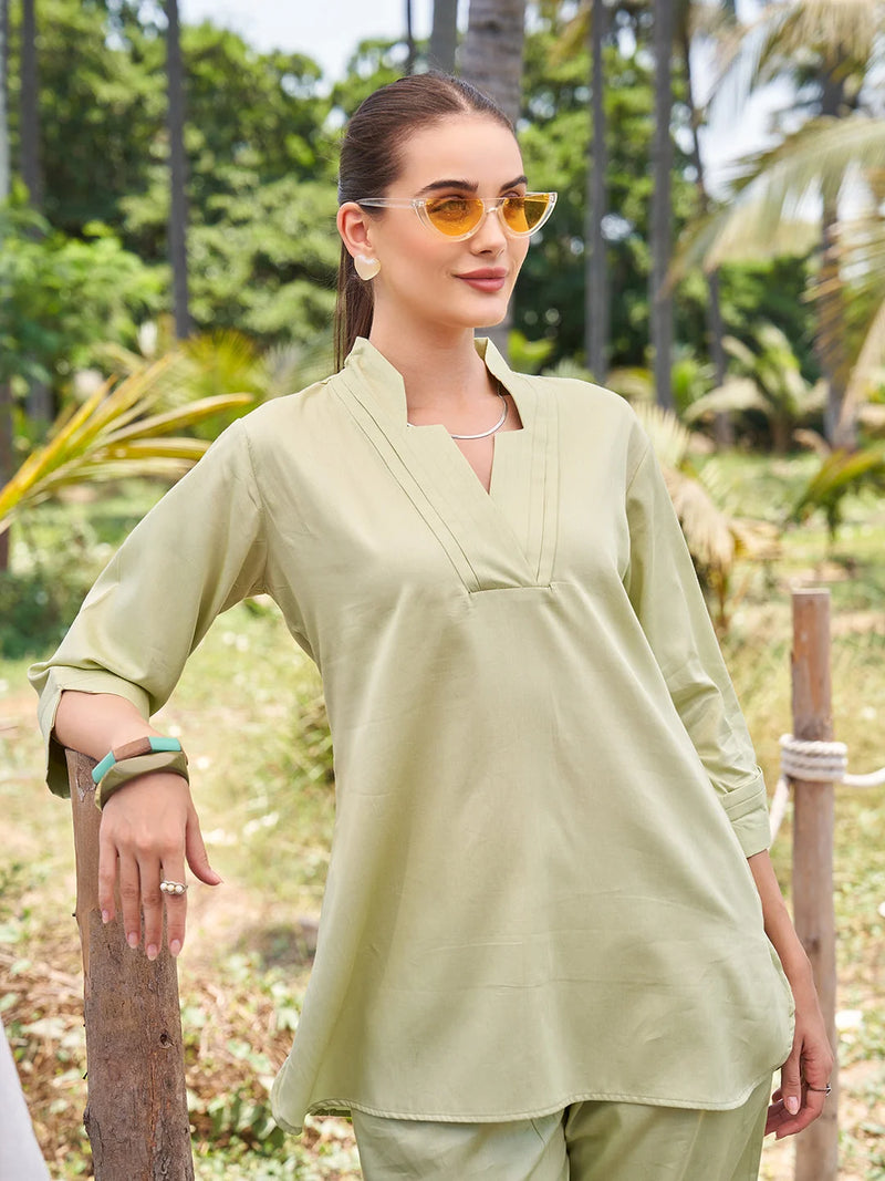 L. Pista plain cotton co ord set 