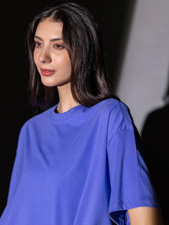 Oversized Cotton T-Shirt For Women (Lilac)