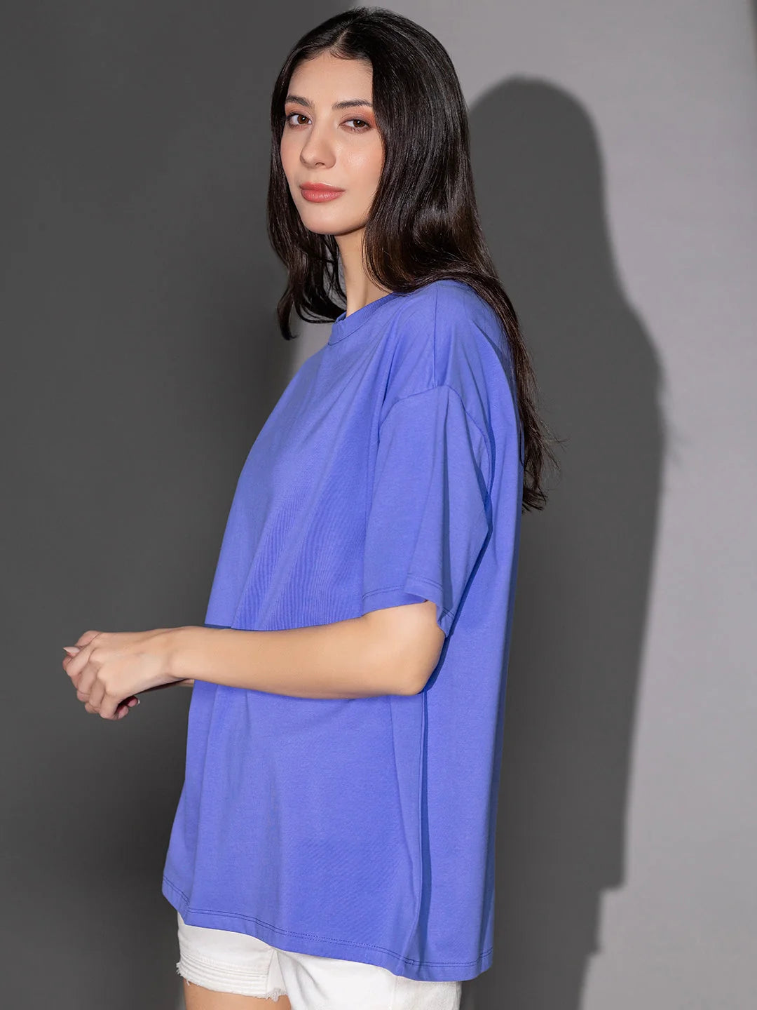 Lilac Oversized t shirt for women online India side view